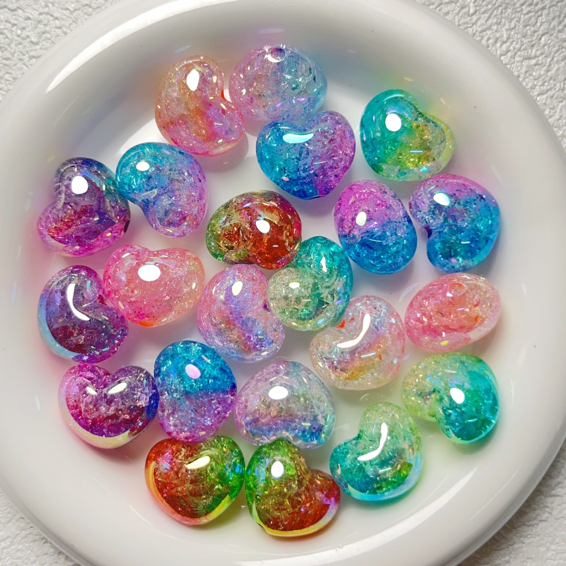 Wholesale 10pcs UV-plated two-color gradient burst floral large-hole love beads